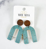 Cork+Leather Arch Earring "Turquoise"