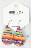 Leather Teardrop Earring "Leopard Serape"