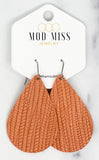 Leather Teardrop Earring "Palm Peachy"