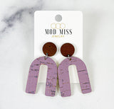 Cork+Leather Arch Earring "Lilac"