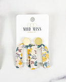 Cork+Leather Arch Earring "Yellow Fantasy"