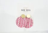 Cork+Leather Round Earring "Pink Tribal"