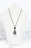 Leather Stacked Teardrop Necklace