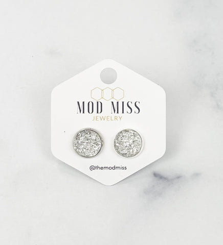 Druzy Stud Earring "Clear "