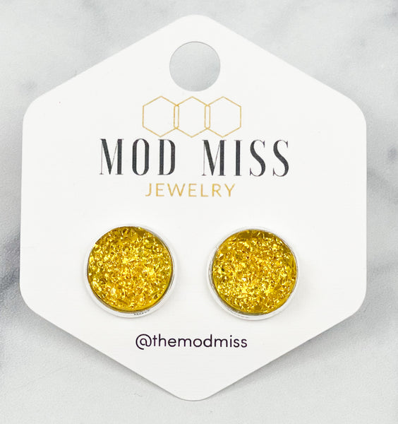 Druzy Stud Earring "Yellow"