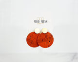 Cork+Leather Round Earring "Burnt Orange"