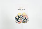 Cork+Leather Round Earring "Leopard Pansy"