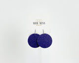 Cork+Leather Round Earring "Fine Glitter Purple"