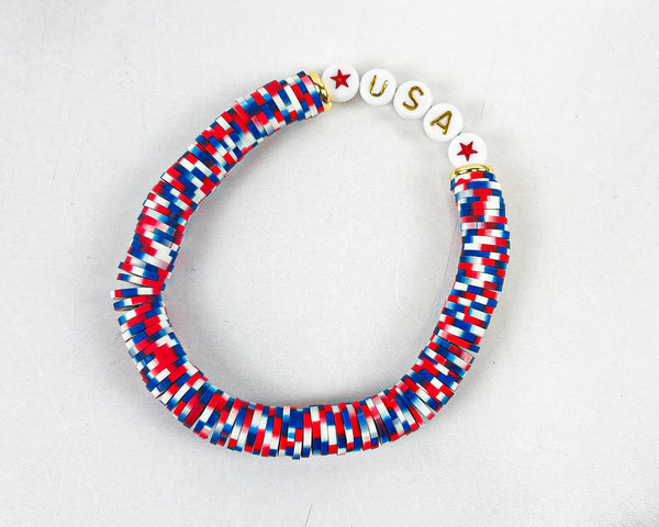 Heishi Color Pop Bracelet "Patriotic Tie Dye(USA)"