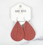Leather Teardrop Earring "Palm Rust"