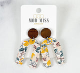 Cork+Leather Arch Earring "Yellow Fantasy"