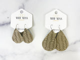 Leather Teardrop Earring "Weaved Stonewashed Gray"