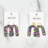 Cork+Leather Arch Earring "Mardi Party"