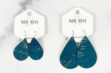 Leather Teardrop Earring "Wildwood Dark Teal"
