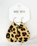 Leather Teardrop Earring "Leopard Crackle"