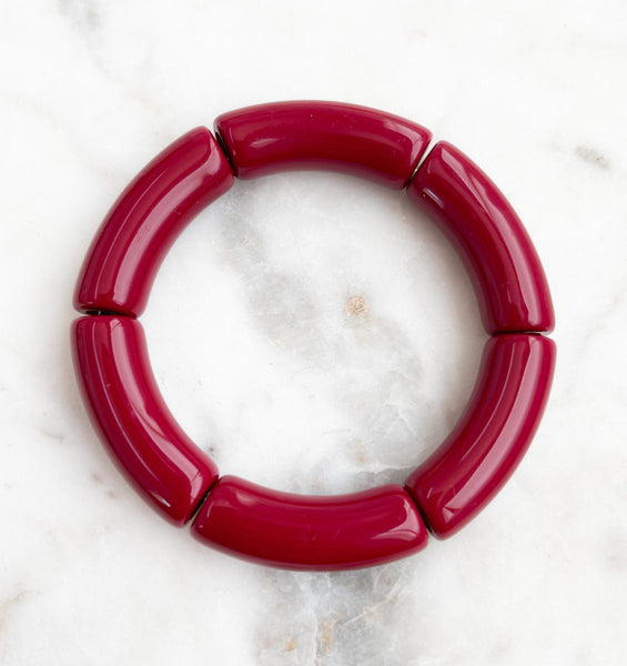 Acrylic Bamboo Bangle Bracelet "Maroon"