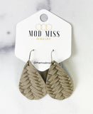 Leather Teardrop Earring "Weaved Stonewashed Gray"