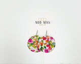 Cork+Leather Round Earring "Painted Spring"