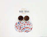 Cork+Leather Round Earring "Patriotic Grunge"