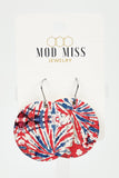 Cork+Leather Round Earring "Patriotic"