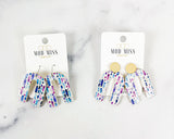 Cork+Leather Arch Earring "Watercolor Splash"