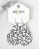 Leather Teardrop Earring "Dalmatian"