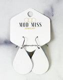 Leather Teardrop Earring "White"