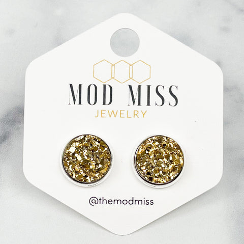 Druzy Stud Earring "Gold"