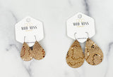 Leather Teardrop Earring "Snakeskin Gold"