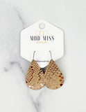 Leather Teardrop Earring "Snakeskin Gold"