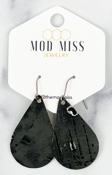 Leather Teardrop Earring "Wildwood Gray"