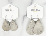 Leather Teardrop Earring "HOH Silver"