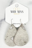 Leather Teardrop Earring "HOH Silver"