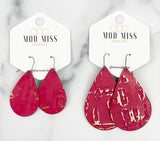Leather Teardrop Earring "Wildwood Hot Pink"