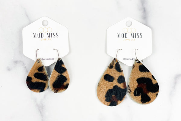 Leather Teardrop Earring "HOH Leopard"