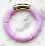 Acrylic Bamboo Bangle Bracelet "Marbled Lavender"