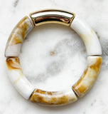 Acrylic Bamboo Bangle Bracelet "Marbled Tan"
