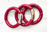 Acrylic Bamboo Bangle Bracelet "Maroon"