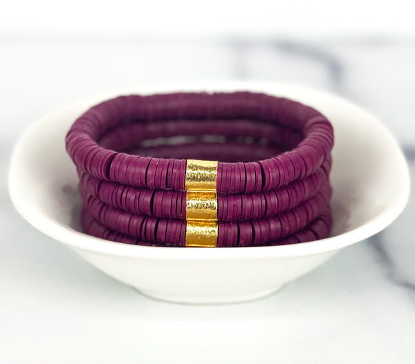 Heishi Color Pop Bracelet "Maroon"