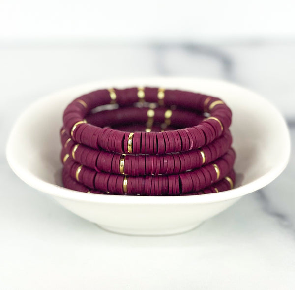 Heishi Color Pop Bracelet "Maroon"