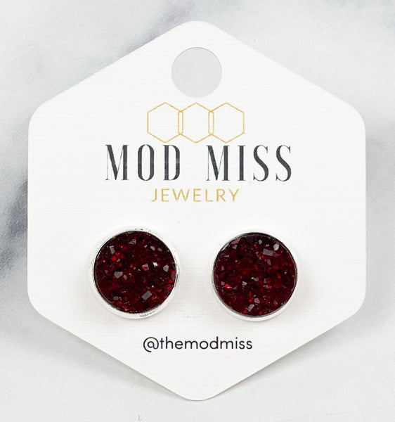 Druzy Stud Earring "Merlot"