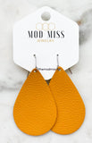 Leather Teardrop Earring "Mustard Yellow"