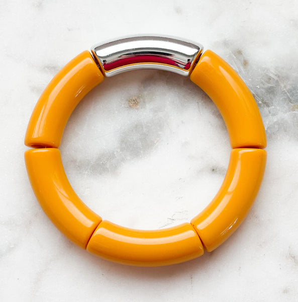 Acrylic Bamboo Bangle Bracelet "Mustard Yellow"