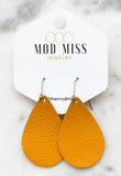 Leather Teardrop Earring "Mustard Yellow"