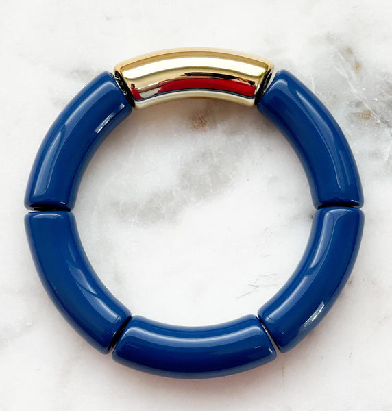 Acrylic Bamboo Bangle Bracelet "Navy"