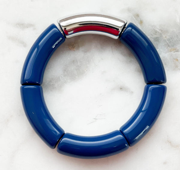 Acrylic Bamboo Bangle Bracelet "Navy"