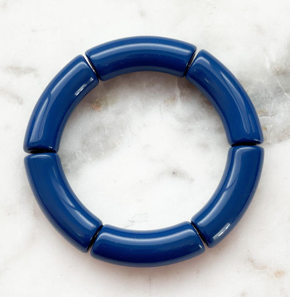 Acrylic Bamboo Bangle Bracelet "Navy"