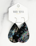 Leather Teardrop Earring "Northern Lights"