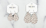 Leather Teardrop Earring "Leopard Nude"