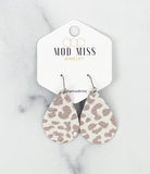 Leather Teardrop Earring "Leopard Nude"